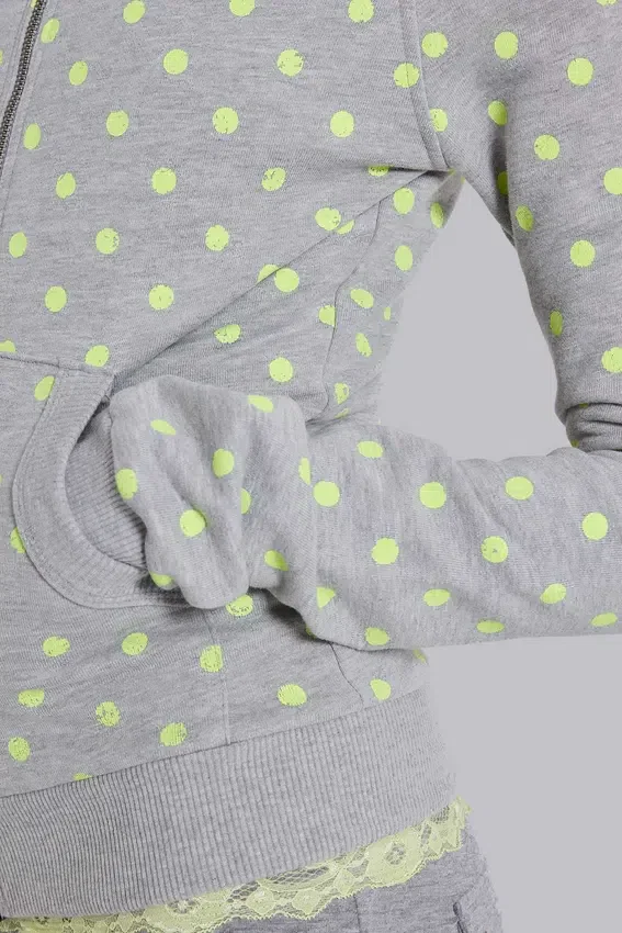 Sweat à capuche à pois fluo