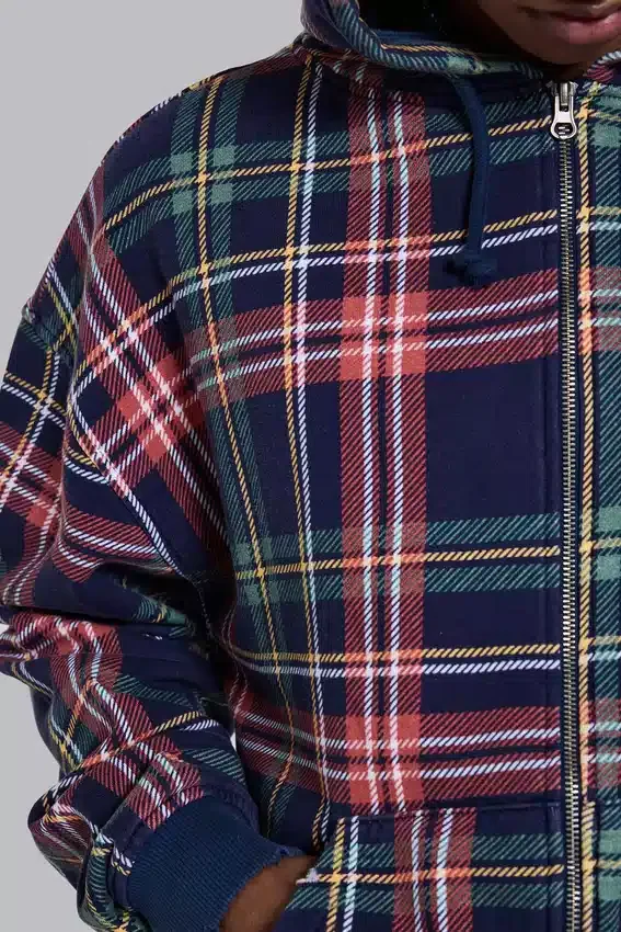 Sweat à capuche zippé à carreaux Adrenaline
