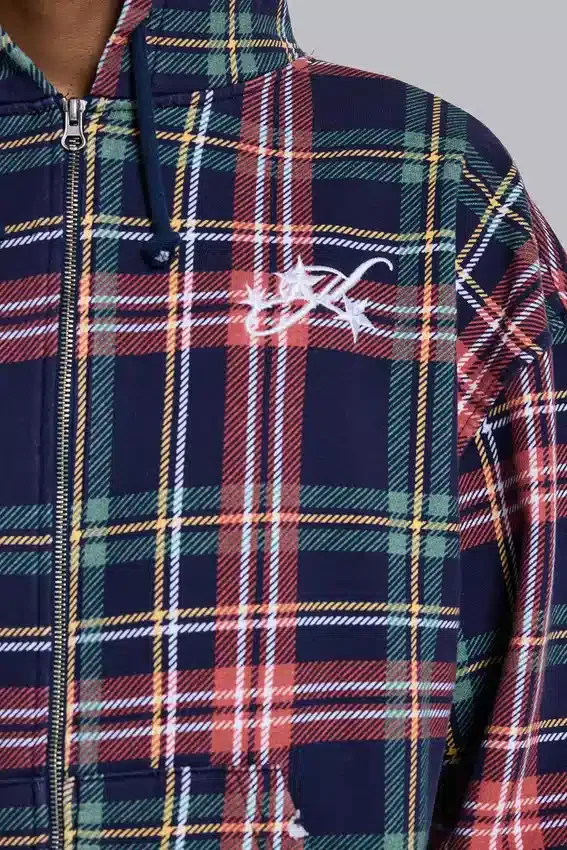 Sweat à capuche zippé à carreaux Adrenaline