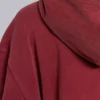 Sweat à capuche zippé doublé en tissu gaufré, délavé « Red Sun »