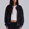 Sweat à capuche zippé noir délavé « Sun Faded » avec doublure en tissu gaufré
