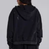 Sweat à capuche zippé noir délavé « Sun Faded » avec doublure en tissu gaufré