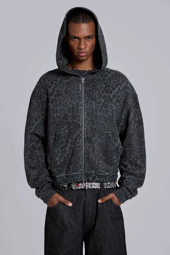 Sweat Monster Hoodie léopard anthracite