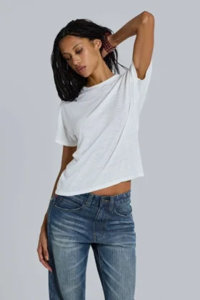 T-shirt blanc en slub