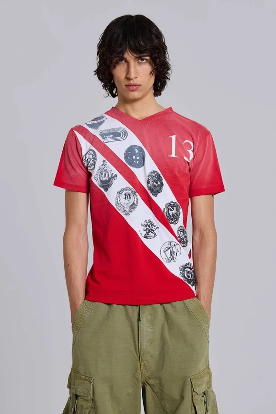 T-shirt à col en V « Crest »