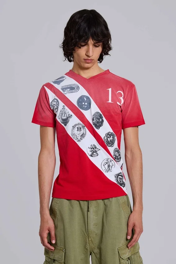 T-shirt à col en V « Crest »