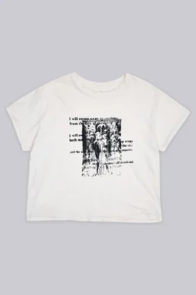 T-shirt court blanc à motif gravé
