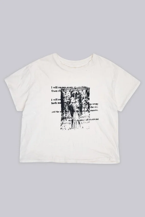 T-shirt court blanc à motif gravé