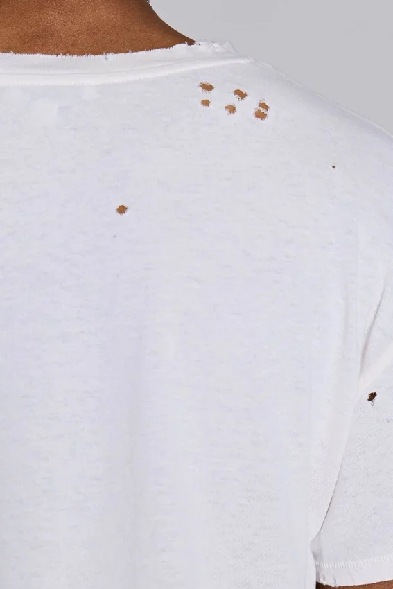 T-shirt court blanc à motif gravé