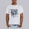 T-shirt court blanc à motif gravé
