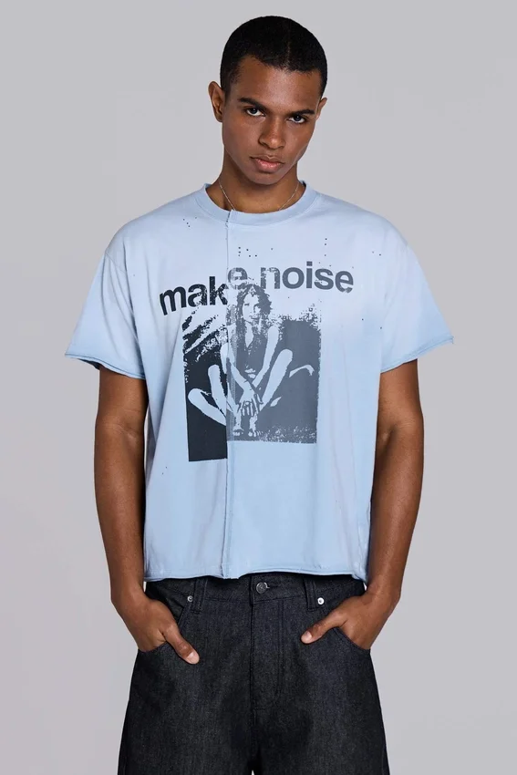 T-shirt court à empiècements « Make Noise »