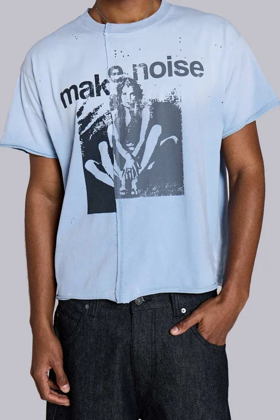 T-shirt court à empiècements « Make Noise »