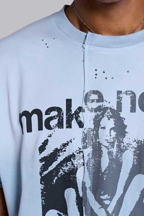 T-shirt court à empiècements « Make Noise »