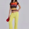 Pantalon de jogging Cleo ample à coupe bootcut, couleur fluo