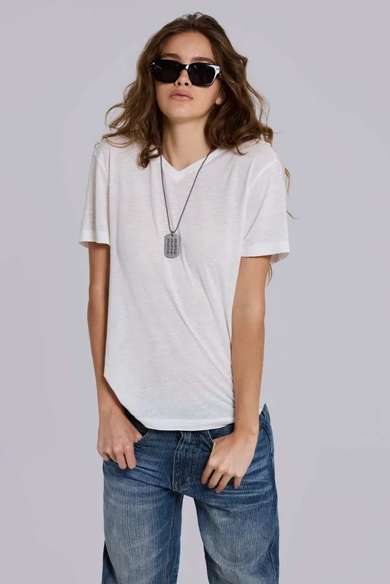 T-shirt en lin à col en V