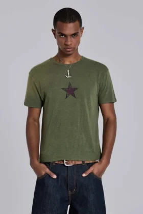 T-shirt Green Star Sun Faded
