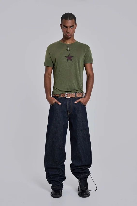 T-shirt Green Star Sun Faded