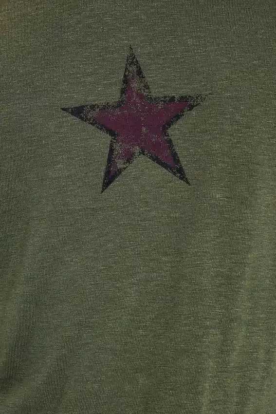 T-shirt Green Star Sun Faded