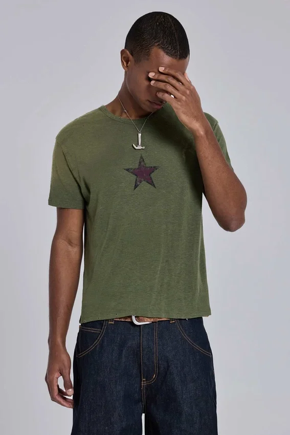 T-shirt Green Star Sun Faded
