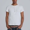 T-shirt Henley « Haze » blanc cassé