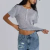 T-shirt Henley Haze gris chiné