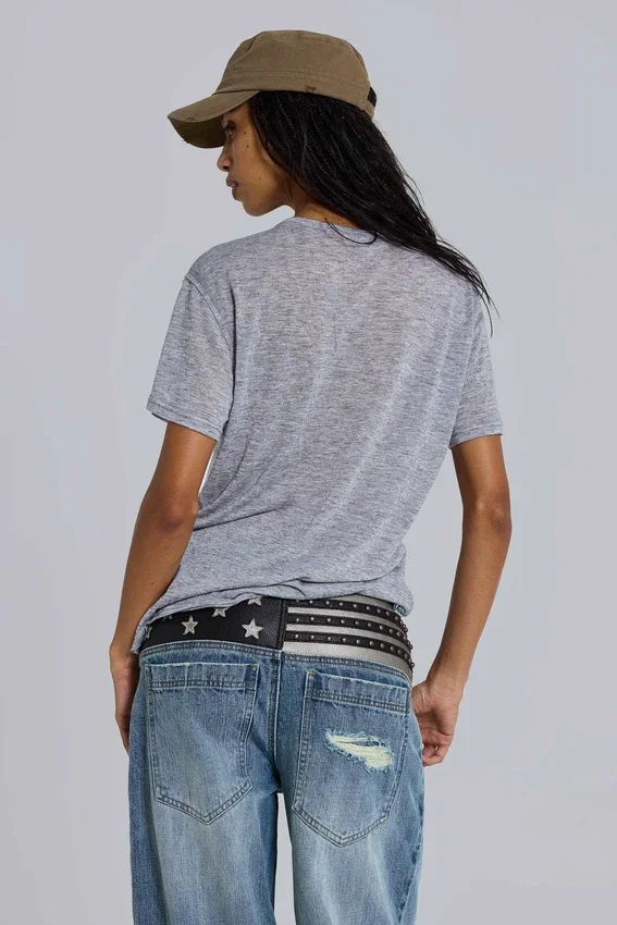 T-shirt Henley Haze gris chiné