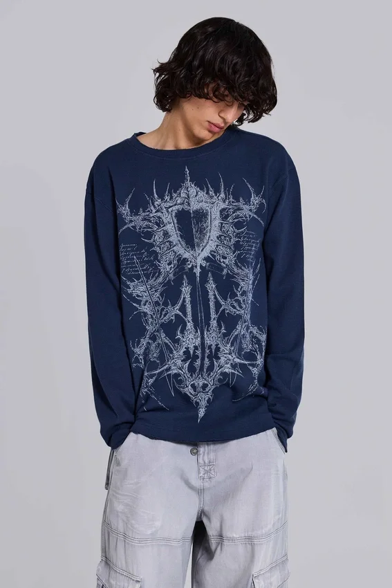 T-shirt Kasper Digi Waffle bleu marine