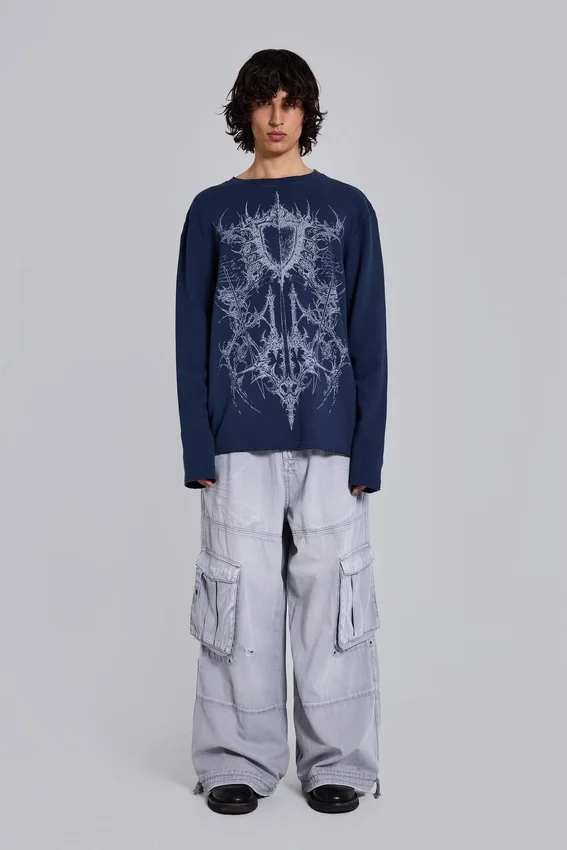 T-shirt Kasper Digi Waffle bleu marine