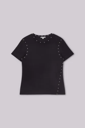 T-shirt noir « Mist » clouté