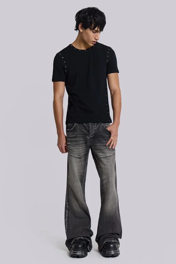 T-shirt noir « Mist » clouté