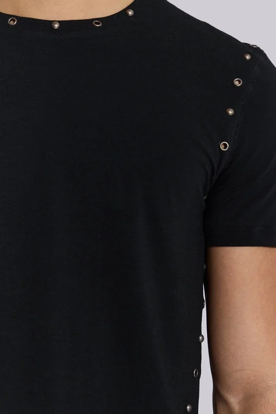 T-shirt noir « Mist » clouté