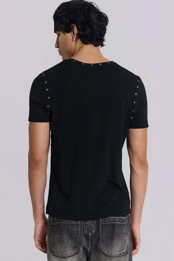 T-shirt noir « Mist » clouté