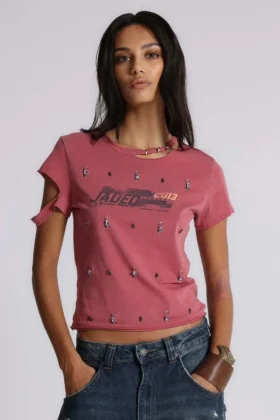 T-shirt « Rally » vieilli et orné