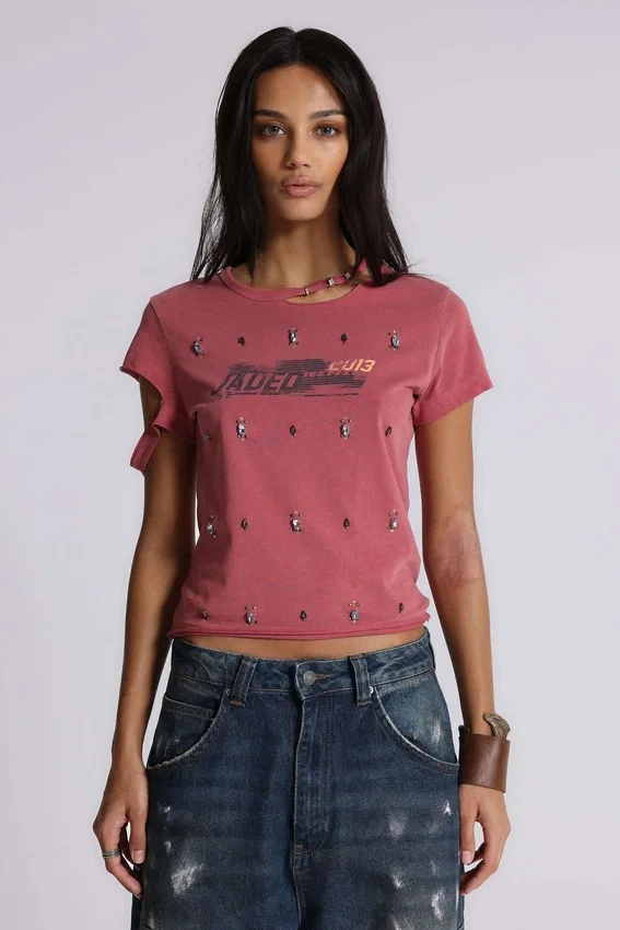T-shirt « Rally » vieilli et orné