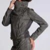 Veste à col entonnoir en cuir synthétique Cera Clasp