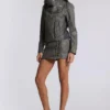 Veste à col entonnoir en cuir synthétique Cera Clasp