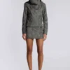 Veste à col entonnoir en cuir synthétique Cera Clasp