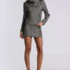 Veste à col entonnoir en cuir synthétique Cera Clasp