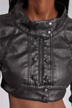 Veste courte militaire Alektra en cuir synthétique