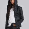 Veste en jean cirée à capuche Bedrock