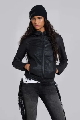 Veste en jean cirée à capuche Bedrock