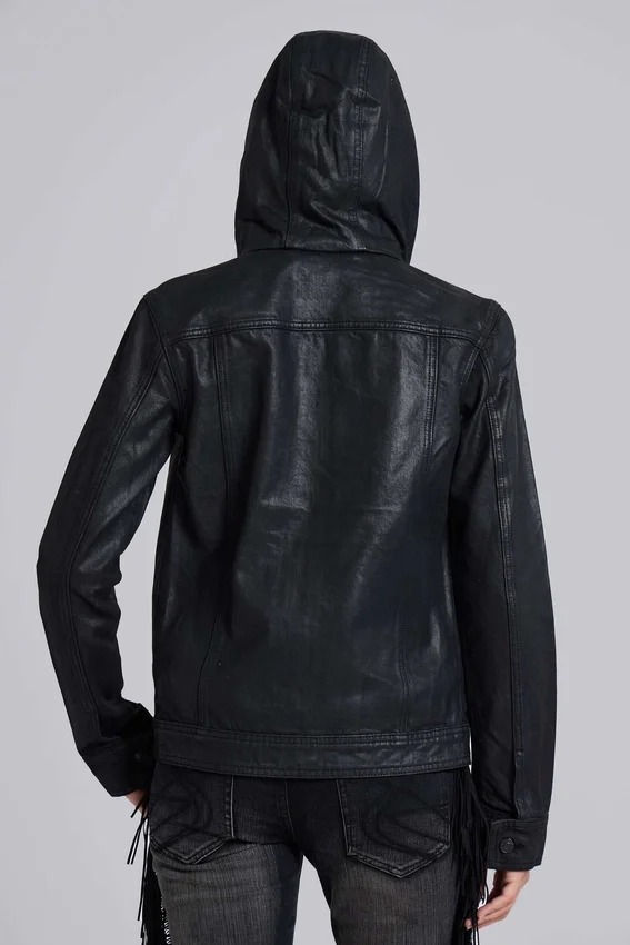 Veste en jean cirée à capuche Bedrock