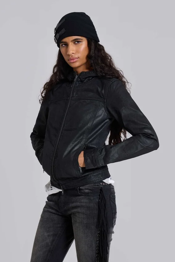 Veste en jean cirée à capuche Bedrock
