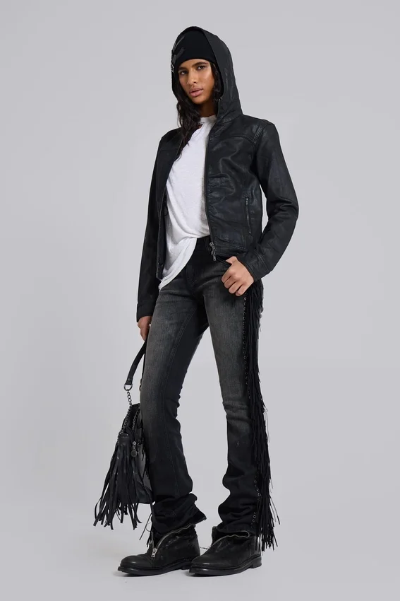Veste en jean cirée à capuche Bedrock