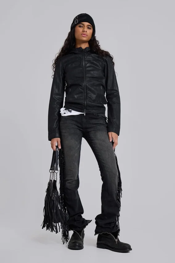 Veste en jean cirée à capuche Bedrock